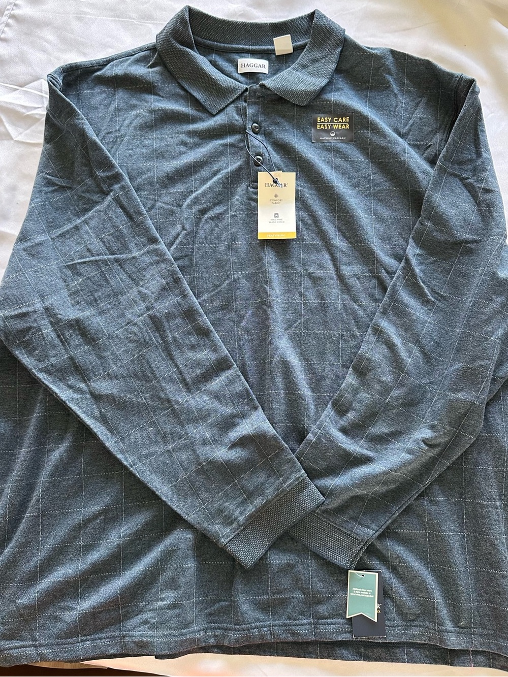 Haggar Heathered Blue Knit Polo
